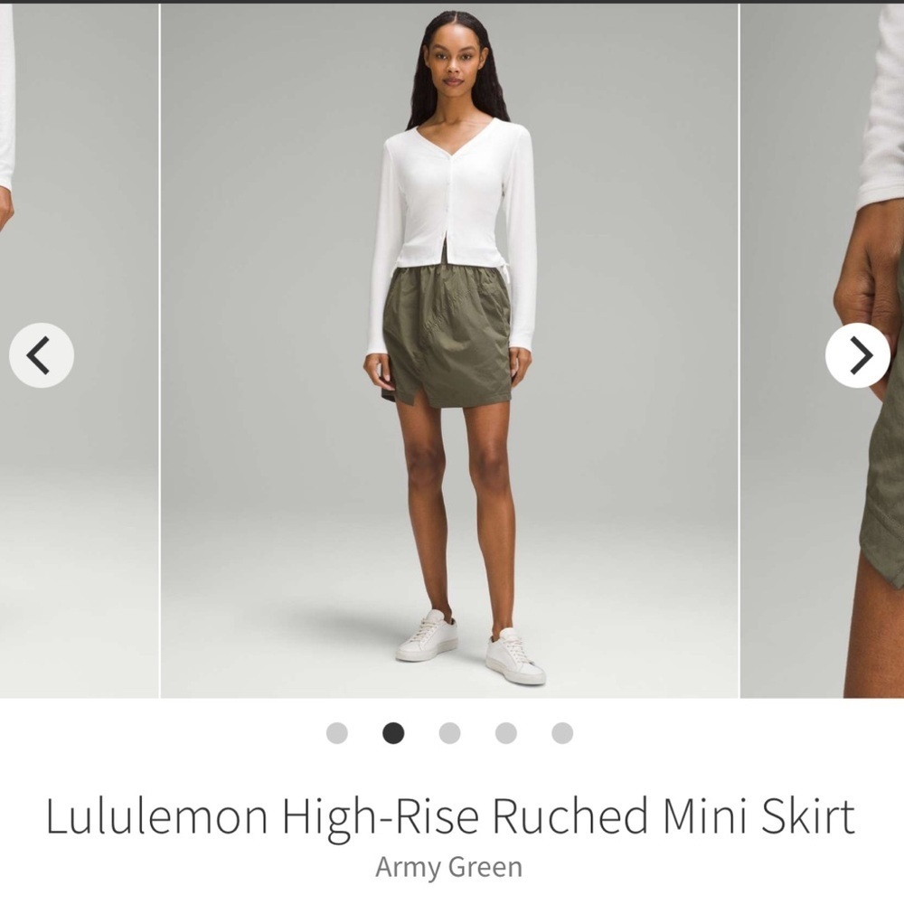NWT Lululemon High-Rise Ruched Mini Skirt in Army Green - Picture 7 of 8